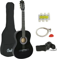 ZENY Beginners 38 inch Acoustic Guitar Package Kit for Right-handed Black 