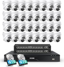 ZOSI 32Ch 4K PoE Security Camera System 2 Way Audio 8MP NVR with 8TB HDD Record