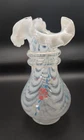 Rare! Vintage Fenton Hand Painted W/ Spiral Optic Pattern Ruffled Rim Vase