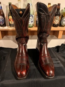 Lucchese Men's Western Cowboy Boots Black Cherry Leather Size 10 E L5606