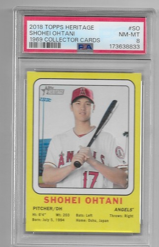2018 Topps Heritage SHOHEI OHTANI RC Rookie 1969 Collector Cards  PSA 8