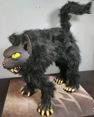 VTG Rare Scary Black Cat Poseable Halloween Decoration Paper Magic Group 2003