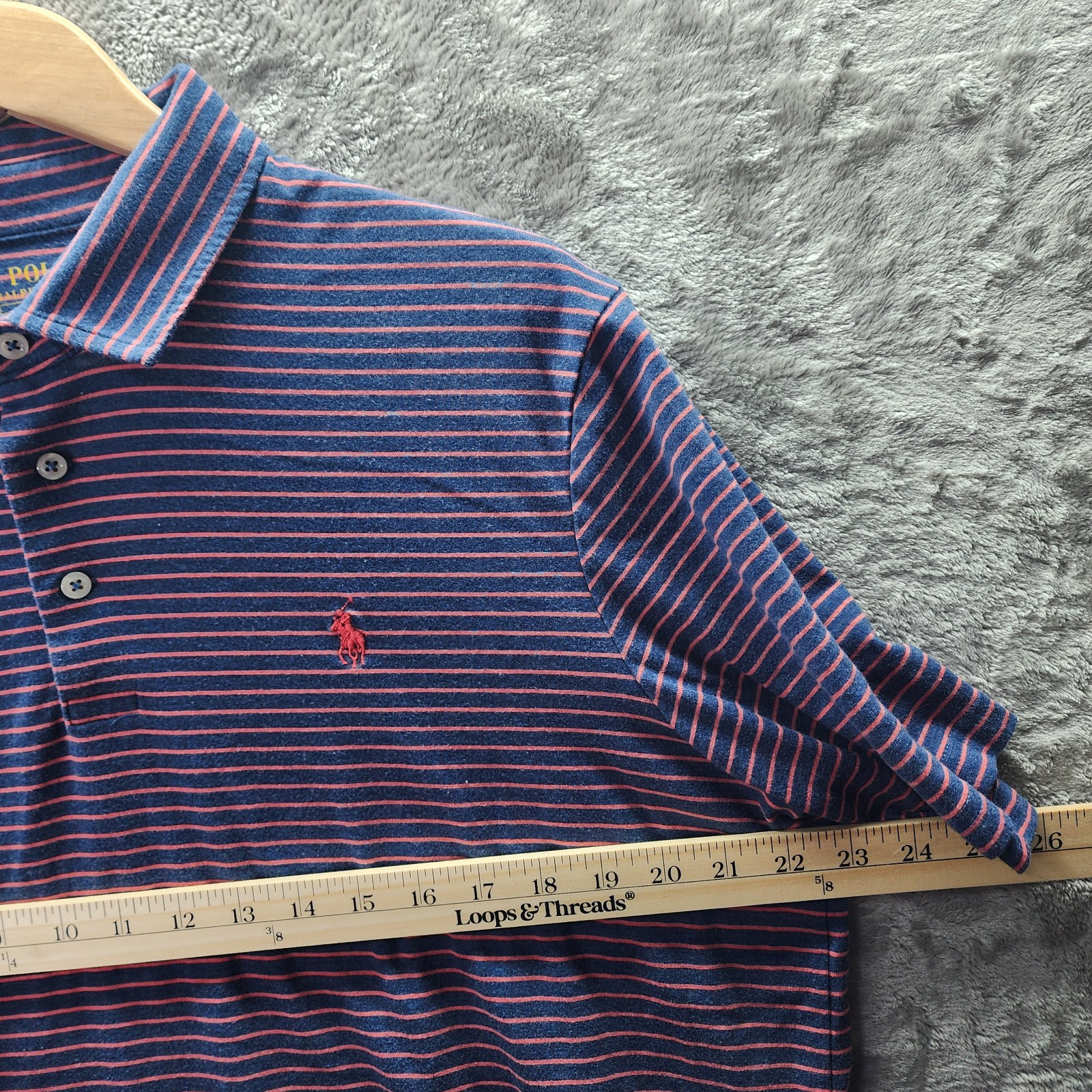 Polo Ralph Lauren Performance Mens Large Striped Polo Shirt Navy Blue Pink thumbnail 12