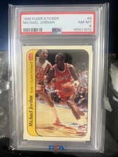 MICHAEL JORDAN 1986 86-87 FLEER #8 ROOKIE STICKER CARD HIGH END PSA 8 (CENTERED). rookie card picture
