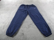 Nike Track Pants Mens Large Blue Woven Zip Ankle Elastic Cuff Warm Up Swoosh