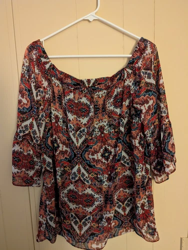 ALYX Blusa Stampa Floreale Top Manica Corta Tunica Paisley Cottagecore TG M