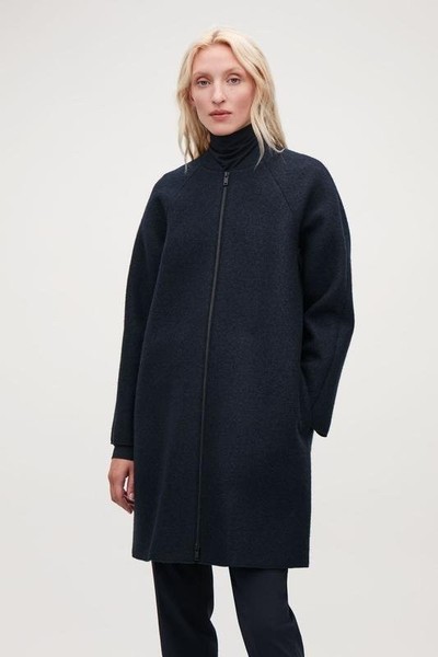 Women COS Coat Navy Wool S