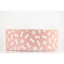 Stoneware Dog Bowl Pink Bones & Paw Print 26oz Microwave & Dishwasher Safe