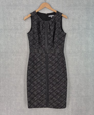 Classiques Entier Dress Women 6 Black Wool Blend Geometric Sheath Leather