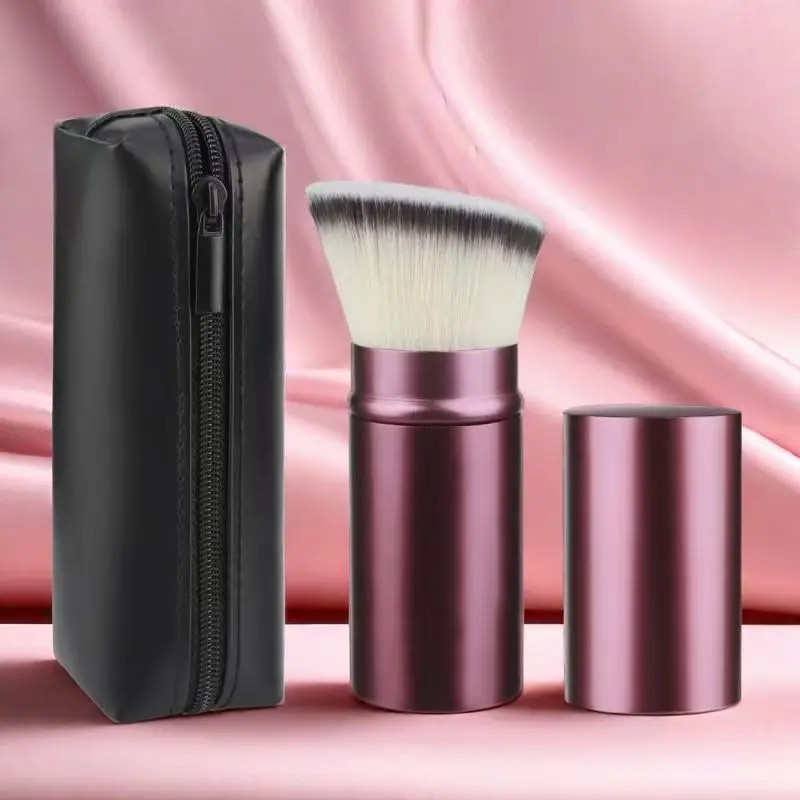 Retractable Makeup Brush Powder Blusher Portable Mini Multi-Function with Alumin