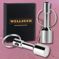 2 Pcs Keychain Neodymium Magnet for Testing Coins, Jewelry, Brass, Gold, Silver