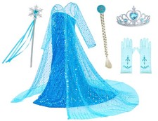 Princess Dress Costume with Long Cape Girls Birthday Party 9-10 Years