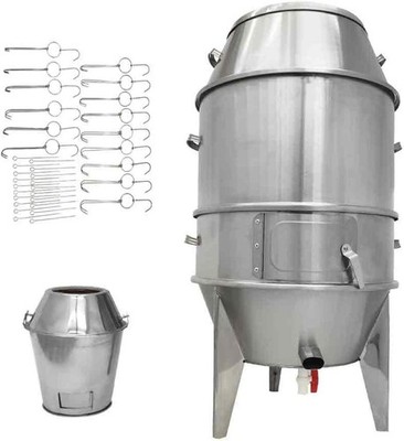 Stainless Charcoal Roast Duck Oven, 23.6x23.6x53 Inch BBQ Roaster w/15 Hooks
