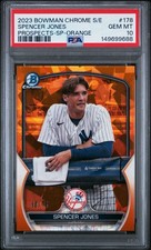2023 Bowman Chrome Sapphire Spencer Jones Orange /75 SP PSA 10 Image Variation