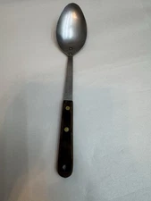 Vintage Robinson Knife Co. Solid Serving Spoon Wooden Handle 12”