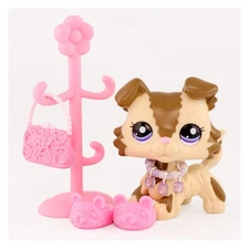 Collie LPS Dog Toy+Shoes+Bag+Hanger for Girl Pet Figure Collectible Dog Kid Gift