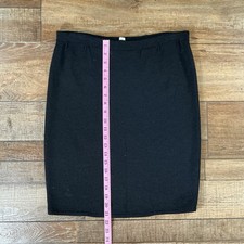 VTG Black Knit Pencil Skirt Womens Sz 6 Wool Blend USA Made Elastic Waist #11028