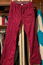 Maevn Women  s Burgundy Cargo scrub Pant Drawstring Waist Pockets Solid Regular M