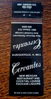 Vintage Matchbook: Cervantes Restaurant, Albuquerque, NM