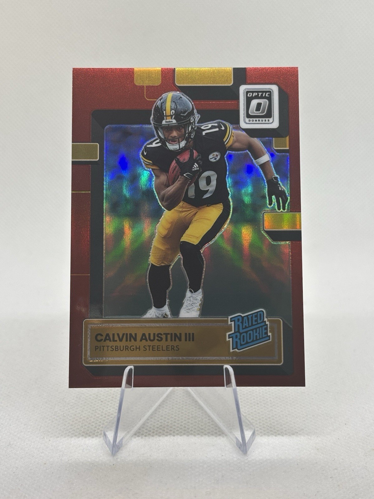 2022 Panini Donruss Optic Calvin Austin III #236 Rated Red Prizm /99 RC Steelers