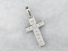 1.50Ct Round Cut White Moissanite Men's Cross Pendant 14k White Gold Plated