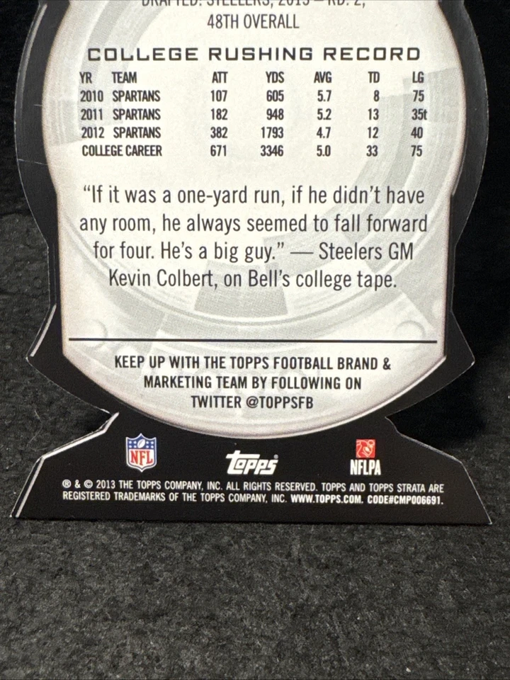 2013 Topps Strata - Rookie Die-Cuts Le'Veon Bell #RDC-LB (RC) - Image 4 of 4