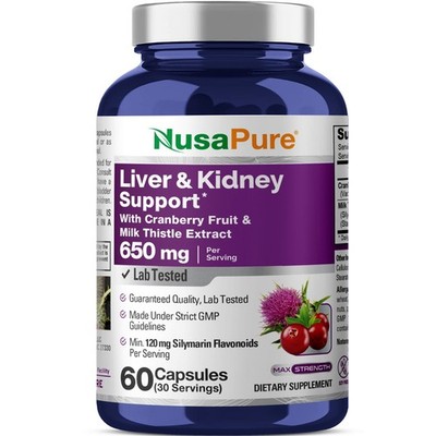 NusaPure Liver & Kidney Support Cranberry Fruit & Milk Thistle Extract