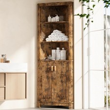 69" Tall Corner Shelf with Doors, 6-Tier Corner Storage Cabinet with Doors,