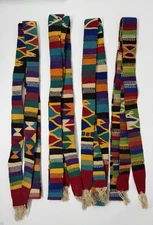 Vintage Lot of 4 Handwoven Guatemalan Sash Belt Belts 80” Each Colorful Designs