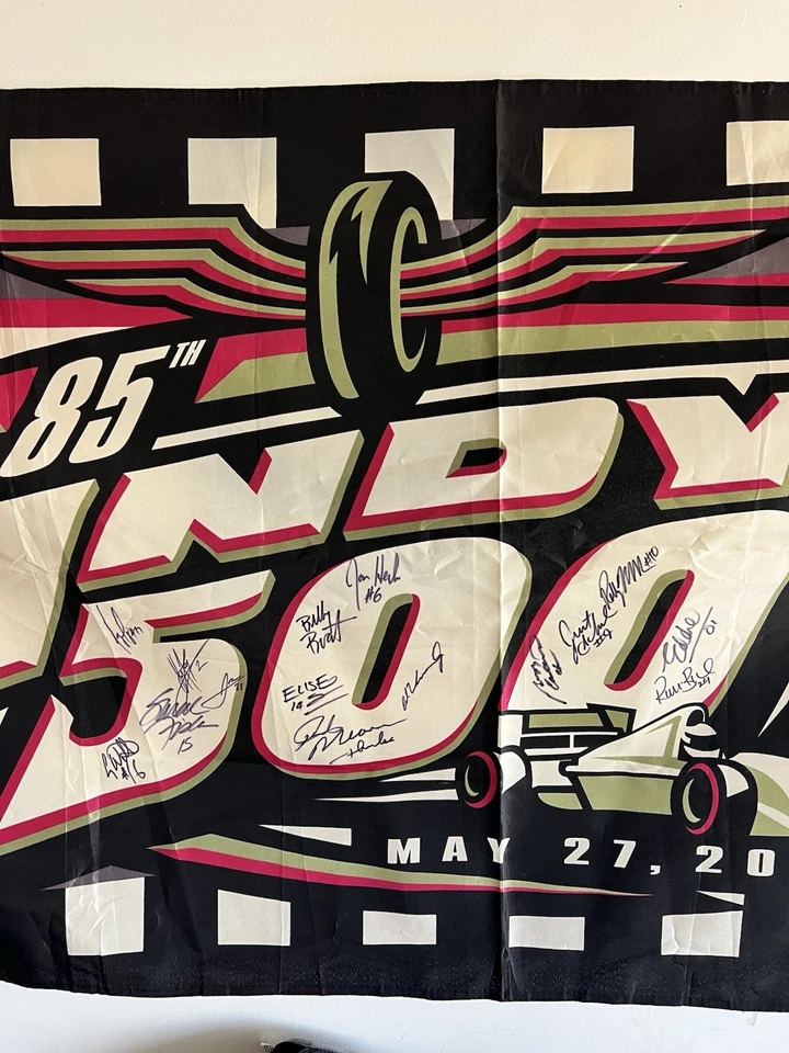 SIGNED 2001 Indianapolis 500 85TH Running Collector Flag Banner IMS Indy 500 - Image 2 of 4