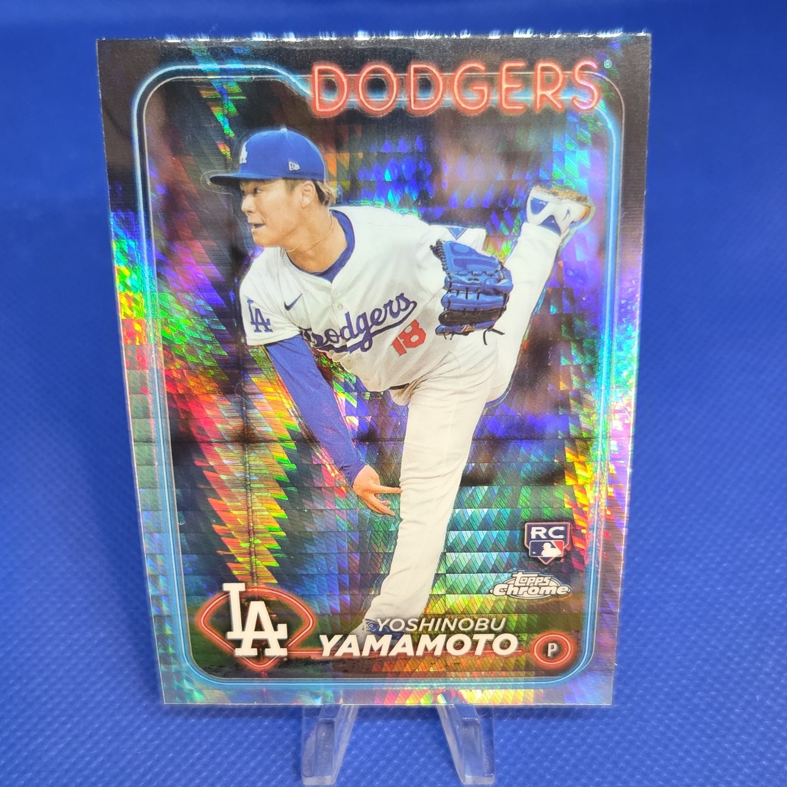 2024 Topps Chrome Yoshinobu Yamamoto Prism Refractor Rookie #18 Dodgers