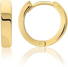 Solid 14K Gold Huggie Earrings Small Minimalist Tiny Round Huggie Hoop Earrings