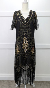 slim fit dress slacks 1920s Black & Gold Evelyn Plus Size Gatsby Dress main image 1
