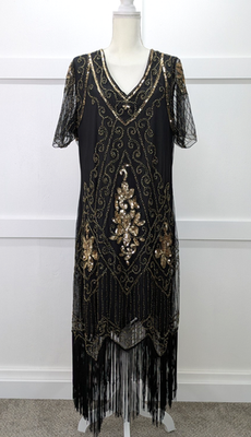 Babeyond Flapper Dress Black Gold Fringe Gatsby Womens 4XL (Fits XL - 1X)  *READ | eBay