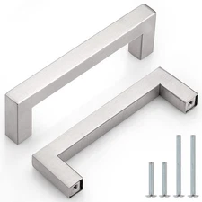 Probrico 30 Pack 4" Satin Nickel Cabinet Pulls Stainless Steel Door Handles