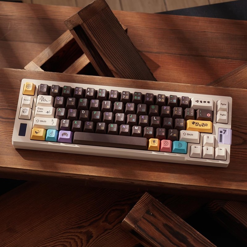 mintcaps PBT Japanese Brown keycap Set 129 Keys Cherry Profile Cute Keycaps Cus