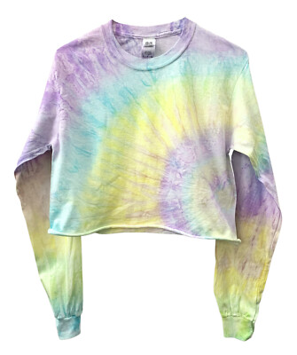 Ethereal Pastel Tie Dye Cropped Long Sleeve Unisex Tee