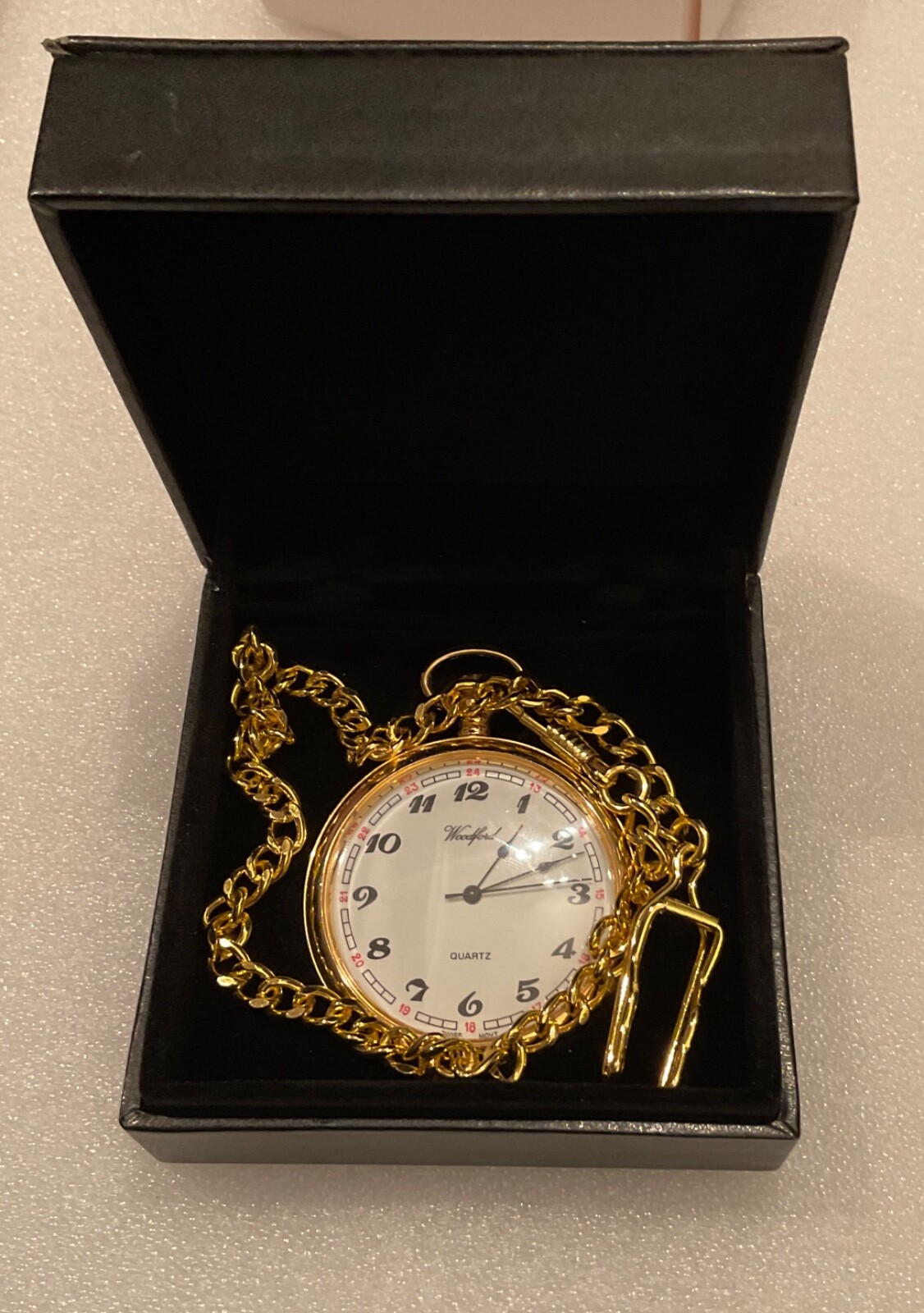 Bargain Woodford gold tone 50mm Quartz swiss made pocket watch working eBay