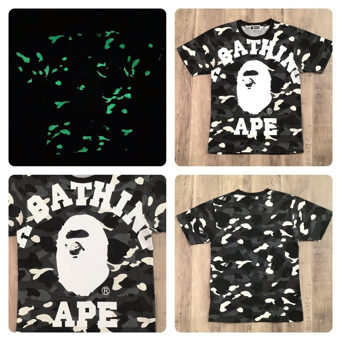 Glow in the dark BAPE City camo Big college logo T-shirt A Bathing