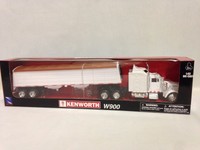 Kenworth W900 Tractor W/ 2 Axle Grain Hauler, 1:43 Diecast, Ray Toy, White Kenworth W900 Tractor W/ 2 Axle Grain Hauler, 1:43 Diecast, Ray Toy, White