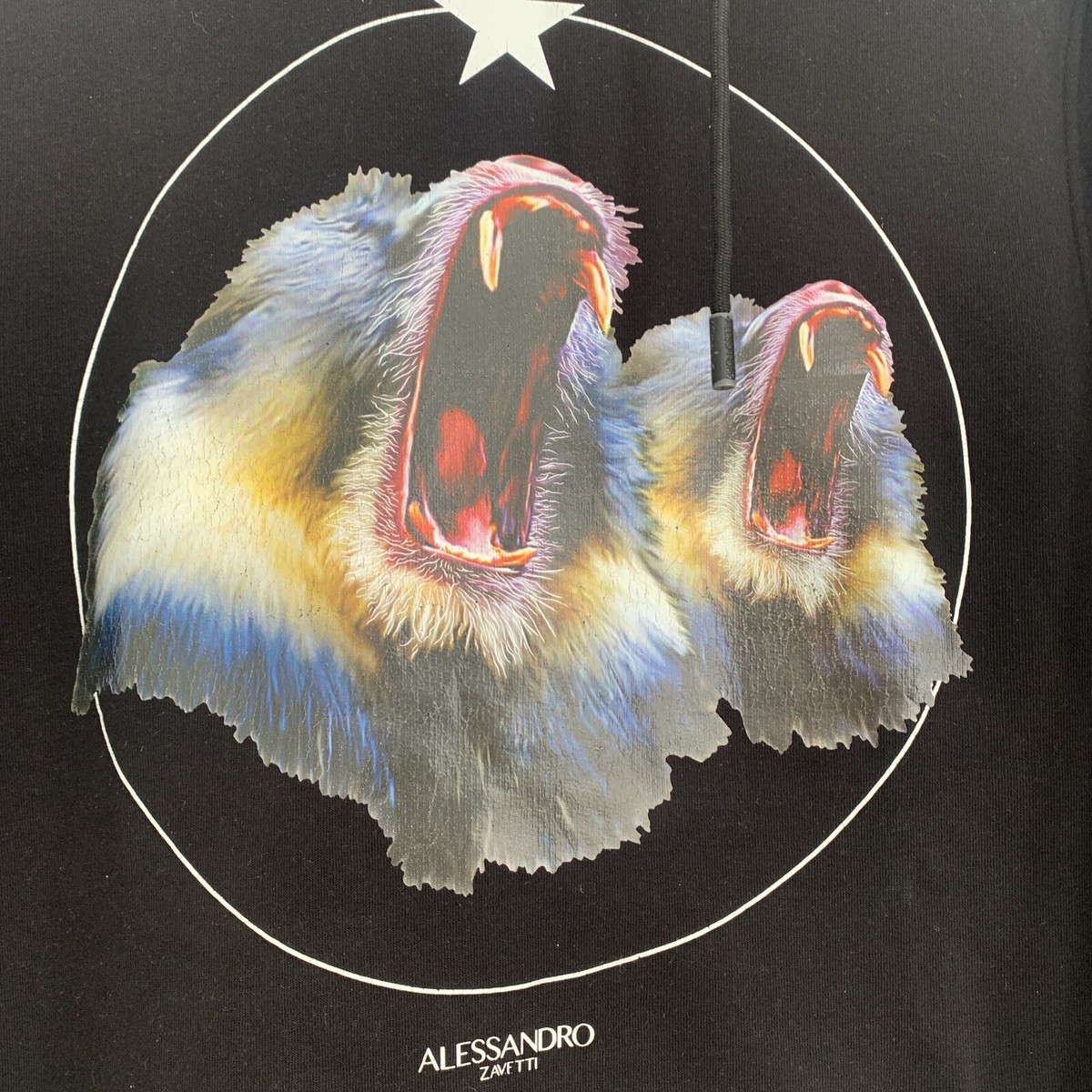 Alessandro Zavetti Mens Black Balloon Print Hoodie Jumper Sweater