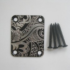 Hand engraved Paisley pattern metal neck plate np-B11 fit electric guitars
