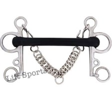 New Horse Rubber Mullen Mouth Pelham Bit with Chain Stainless Steel All size