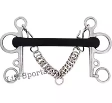 New Horse Rubber Mullen Mouth Pelham Bit with Chain Stainless Steel All size