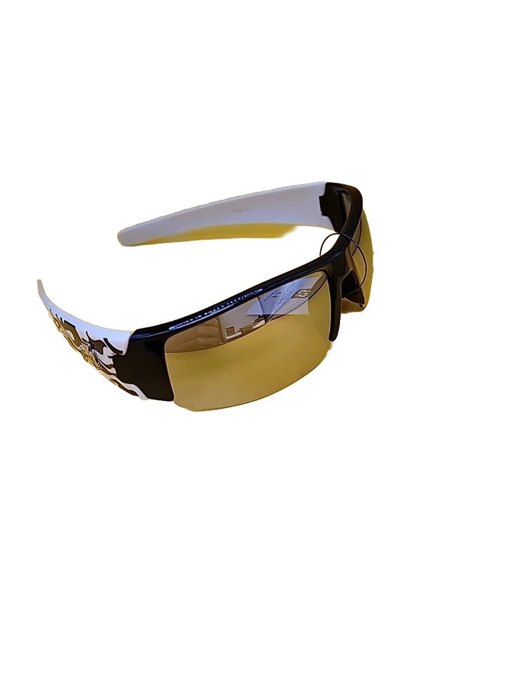 NUEVO Choppers Tonos Lente Espejada Medio Borde Blanco con Llama Negra 6579 Foto 2 de 4