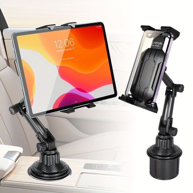 Universal Tablet and Phone Mount - Cradles for Car with Adjustable Base, Compati
