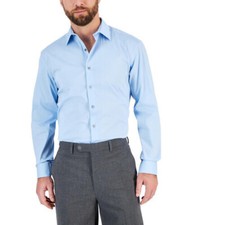 Alfani Men's Slim Fit Solid Dress Shirt, Skysail Blue, 14-14 1/2, 32/33
