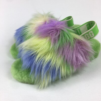 UGG Fluff Yeah Slide Magnolia Slippers Green Purple Tie Dye Size 1117326  New