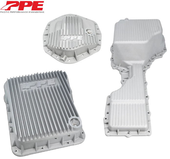 PPE Raw Heavy Duty Trans/Oil Pan/Rear Diff Cover For 2017-2019 GM 6.6L Duramax