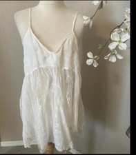 Urban Outfitters Womens Lace Mini Slip Dress Size M White Sexy Intimate Fairy